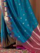 Stunning Light Blue Zari Weaving Silk Event Wear Saree With Blouse