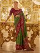 Mesmerizing Green Zari Weaving Banarasi Silk Mehendi Wear Saree
