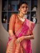 Attractive Pink Zari Weaving Silk Wedding Wear Saree With Blouse