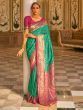 Captivating Teal Green Zari Weaving Banarasi Silk Event Wear Saree