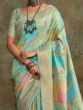 Majestic Pista Green Digital Printed Silk Traditional Saree With Blouse