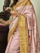 Attractive Pink Floral Printed Silk Function Wear Saree With Blouse