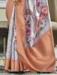 Charming Grey Floral Printed Silk Festival Wear Saree With Blouse
