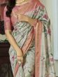 Glamorous Grey Floral Printed Silk Function Wear Saree With Blouse
