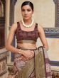 Gorgeous Brown Digital Printed Silk Function Wear Saree With Blouse