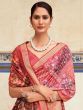 Tantalizing Coral-Red Digital Printed Silk Event Wear Saree With Blouse
