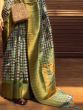 Mesmerizing Grey & Green Zari Weaving Organza Saree With Blouse