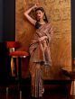 Stunning Brown Copper Weaving Silk Wedding Wear Saree With Blouse