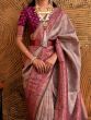 Beautiful Dusty Pink Copper Weaving Silk Traditional Saree With Blouse
