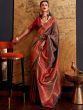 Captivating Brown Copper Weaving Silk Traditional Saree With Blouse