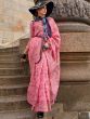 Gorgeous Pink Floral Weaving Organza Saree With Blouse