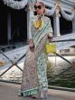 Attractive Sea Green Floral Weaving Organza Event Wear Saree 