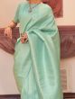 Beautiful Sea Green Zari Weaving Silk Traditional Saree With Blouse
