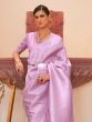 Dazzling Lavender Zari Weaving Silk Festival Wear Saree With Blouse
