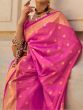 Incredible Pink Zari Weaving Silk Event Wear Saree With Blouse