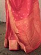 Lovely Coral Red Zari Weaving Silk Festival Wear Saree With Blouse
