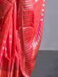 Outstanding Coral Red Zari Weaving Silk Event Wear Saree With Blouse