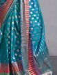 Incredible Sky-Blue Zari Weaving Silk Festival Wear Saree With Blouse