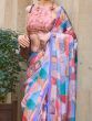 Magnificent Multi-Color Digital Printed Satin Saree With Blouse