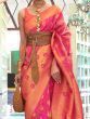 Incredible Pink Zari Weaving Silk Function Wear Saree With Blouse