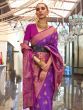 Fabulous Purple & Rani Pink Zari Weaving Silk Wedding Wear Saree
