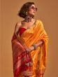 Spectacular Orange Zari Weaving Silk Festival Wear Saree With Blouse