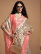 Charming Cream & Peach Zari Woven Silk Traditional Saree With Blouse
