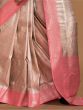 Charming Cream & Peach Zari Woven Silk Traditional Saree With Blouse
