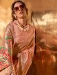 Charming Peach Zari Weaving Silk Festival Wear Saree With Blouse