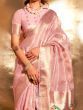Captivating Pink Zari Weaving Silk Wedding Wear Saree With Blouse