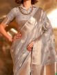 Captivating Grey Zari Weaving Festival Wear Saree With Blouse