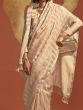 Delightful Beige Zari Weaving Viscose Festival Wear Saree With Blouse