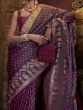 Glamorous Purple Zari Weaving Satin Function Wear Saree With Blouse