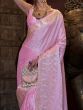 Enchanting Baby Pink Zari Weaving Satin Saree With Blouse