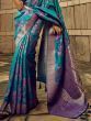 Astonishing Turquoise Zari Weaving Silk Traditional Saree With Blouse