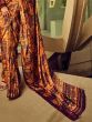 Fabulous Orange Digital Printed Satin Festival Wear Saree With Blouse

