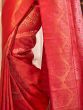 Glamorous Coral Red Zari Weaving Silk Wedding Wear Saree With Blouse