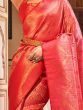 Glamorous Coral Red Zari Weaving Silk Wedding Wear Saree With Blouse