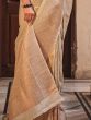 Bewitching Beige Zari Weaving Silk Traditional Saree With Blouse