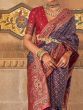 Majestic Navy-Blue Weaving Silk Function Wear Saree With Blouse