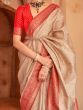 Astonishing Beige Zari Weaving Silk Function Wear Saree With Blouse