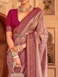 Adorable Purple Zari Weaving Silk Wedding Wear Saree With Blouse