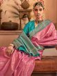 Glamorous Pink Zari Weaving Silk Reception Wear Saree With Blouse