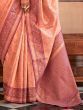 Precious Peach Zari Weaving Silk Festival Wear Saree With Blouse