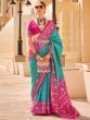 Wonderful Teal Green Digital Printed Silk Wedding Saree With Blouse