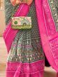 Magnificent Grey Digital Printed Silk Traditional Saree With Blouse