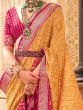 Precious Yellow Digital Printed Silk Haldi Wear Saree With Blouse