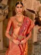 Ravishing Orange Zari Weaving Silk Function Wear Saree With Blouse