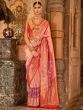 Fabulous Peach Zari Woven Silk Reception Wear Saree With Blouse
