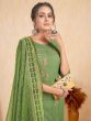 Spectacular Green Embroidered Rayon Festival Wear Pant Suit
